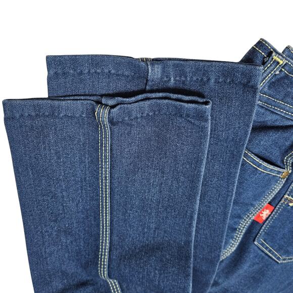 1980s Braxton Stretch Creased Blue Denim Jeans Contrasting White Thread 26 Inch - Picture 8 of 10